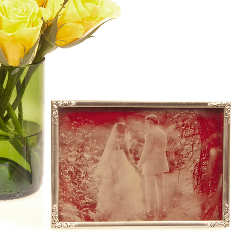 Ambrotype Red Glass Gold Frame